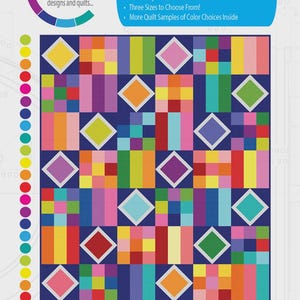 May include: A colorful quilt pattern with a geometric design featuring squares and diamonds in various colors. The quilt is part of the "Live Bodly" collection and measures 72 x 84 inches. The text "FREEZE FRAME" is displayed.
