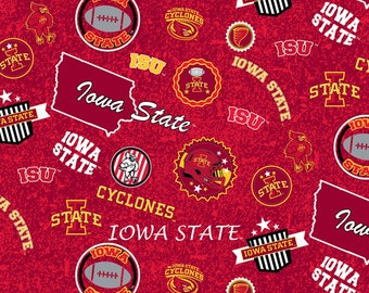 The Iowa State University Cyclones Home State All Over Cotton Fabric Priced By The HALF Yard, From Sykel Enterprises NEW