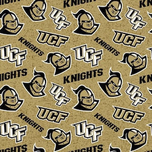 The University Of Central Florida Knights Tone On Tone Gold Cotton Fabric Priced By The HALF Yard, From Sykel Enterprises NEW