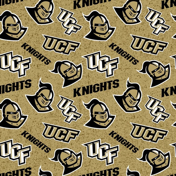 The University Of Central Florida Knights Tone On Tone Gold Cotton Fabric Priced By The HALF Yard, From Sykel Enterprises NEW