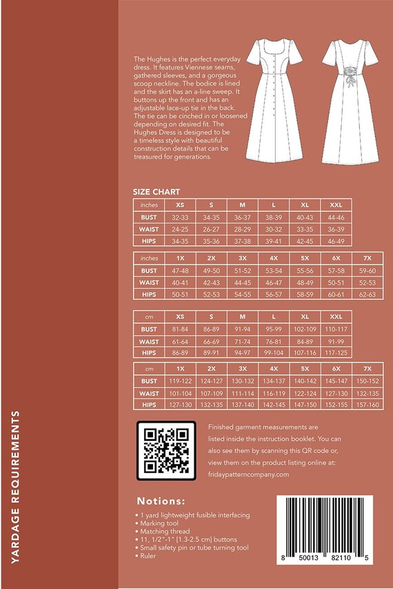 The Hughes Dress Sewing Pattern, Size XS-7X, From Friday Pattern Company  Brand NEW, Please See Description and Pictures For More Info!