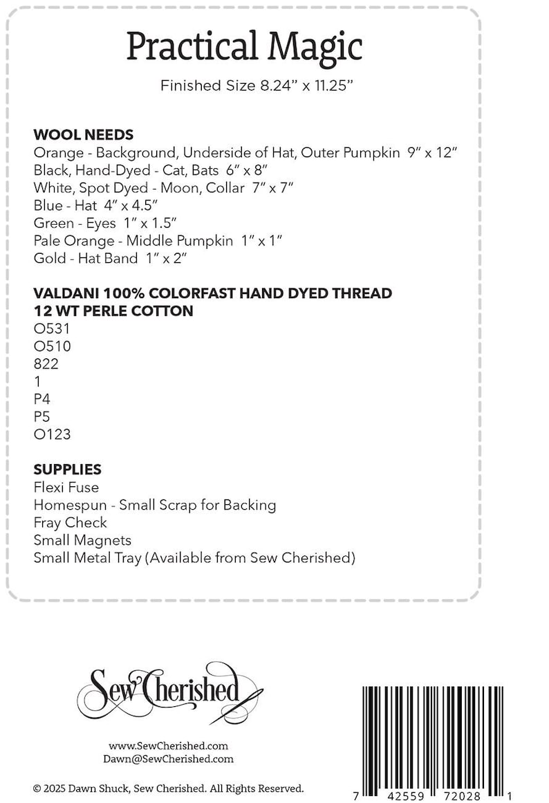 Practical Magic Wool Sewing Pattern From Sew Cherished Designs BRAND ...
