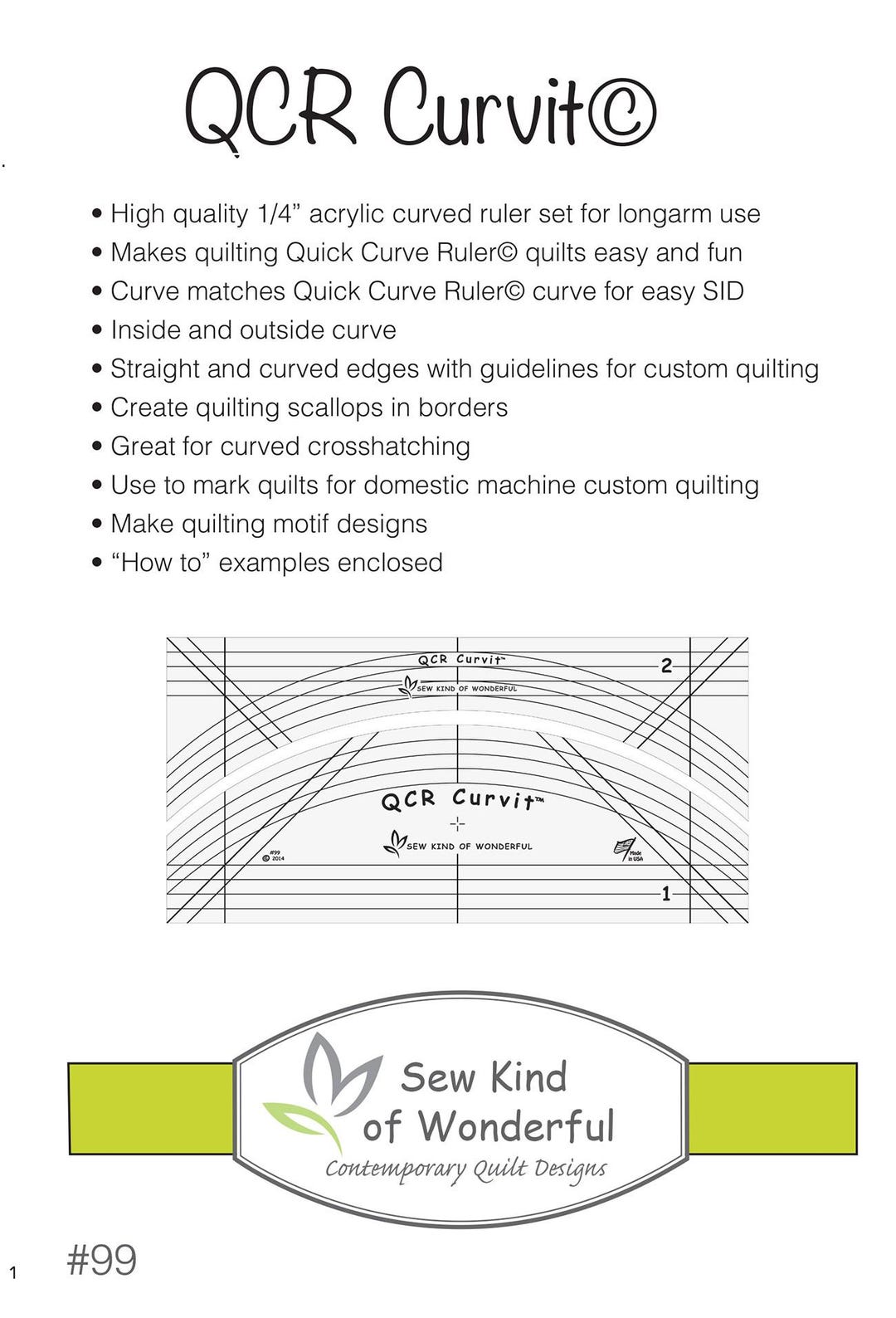 The QCR Curvit Ruler for Longarm Sewing From Sew Kind of Wonderful ...