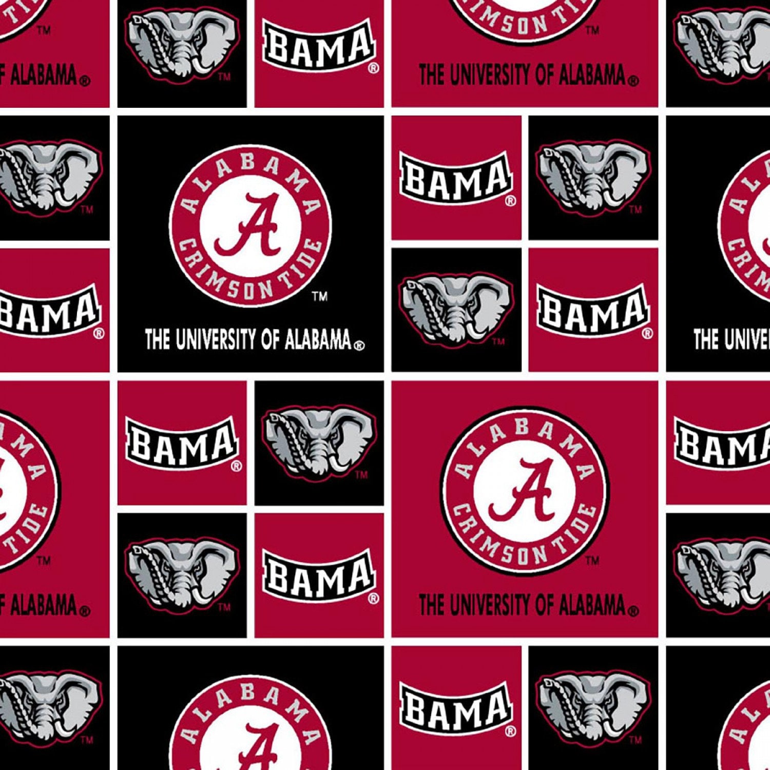 The University of Alabama Crimson Tide Patchwork Cotton Fabric Sold by ...