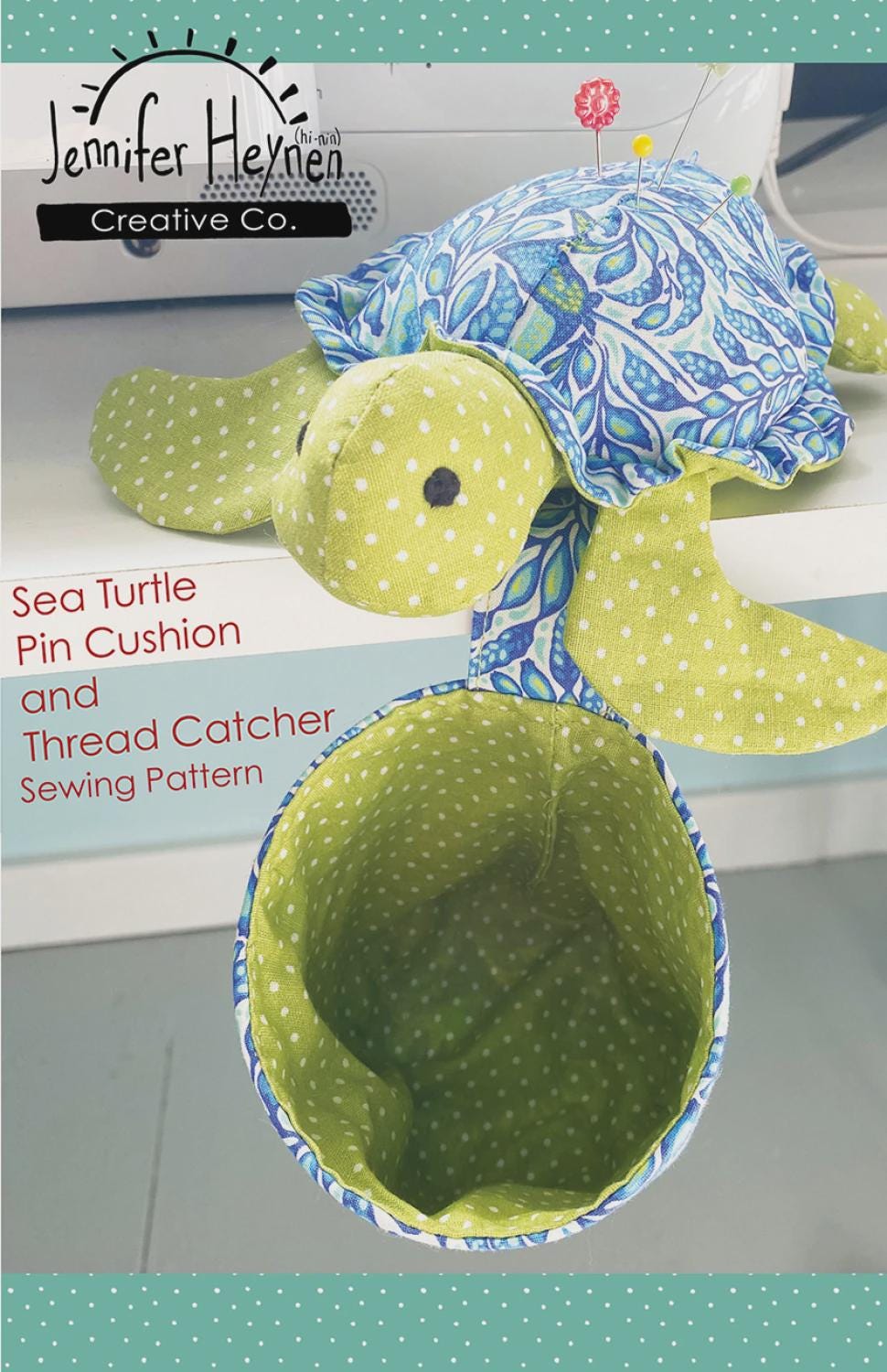 Sea Turtle Pin Cushion and Thread Catcher Sewing Pattern, From Jennifer ...