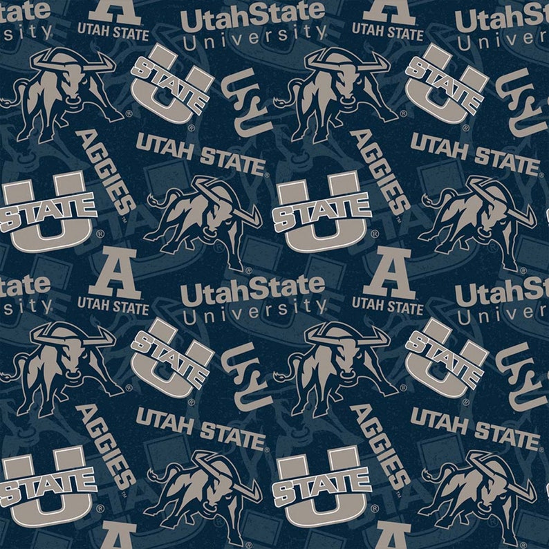 The Utah State University Aggies Tone on Tone Blue Cotton Fabric Priced ...