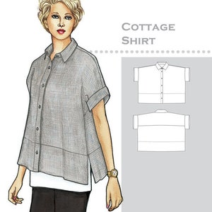 The Cottage Shirt Top Sewing Pattern, Sizes XS-2XL, From The Sewing Workshop, Please See Description and Pictures For More Information!