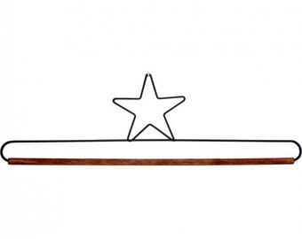 16 Inch Star Shaped Project Holder or Quilt Hanger Dark Gray Metal with Wooden Dowel From Ackfeld Manufacturing BRAND NEW