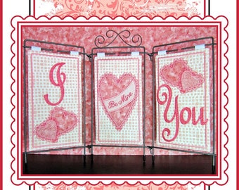 I Love You Table Top Display Machine Embroidery, From Janine Babich Designs BRAND NEW, Please See Description and Pictures For Full Details!