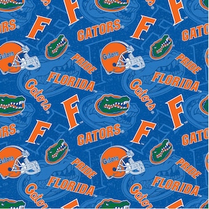The University of Florida Gators Tone On Tone Blue Cotton Fabric Priced By The HALF Yard, From Sykel Enterprises NEW