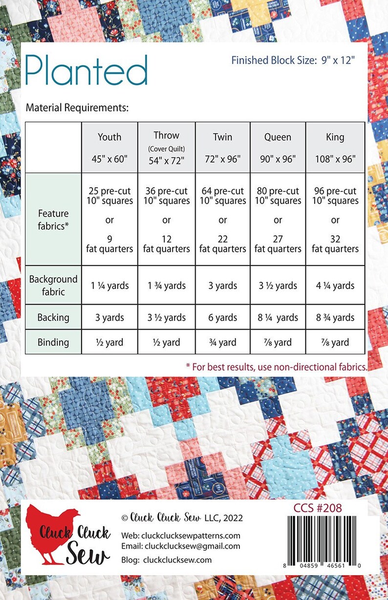 Planted Quilt Quilting Pattern From Cluck Cluck Sew Patterns BRAND NEW ...