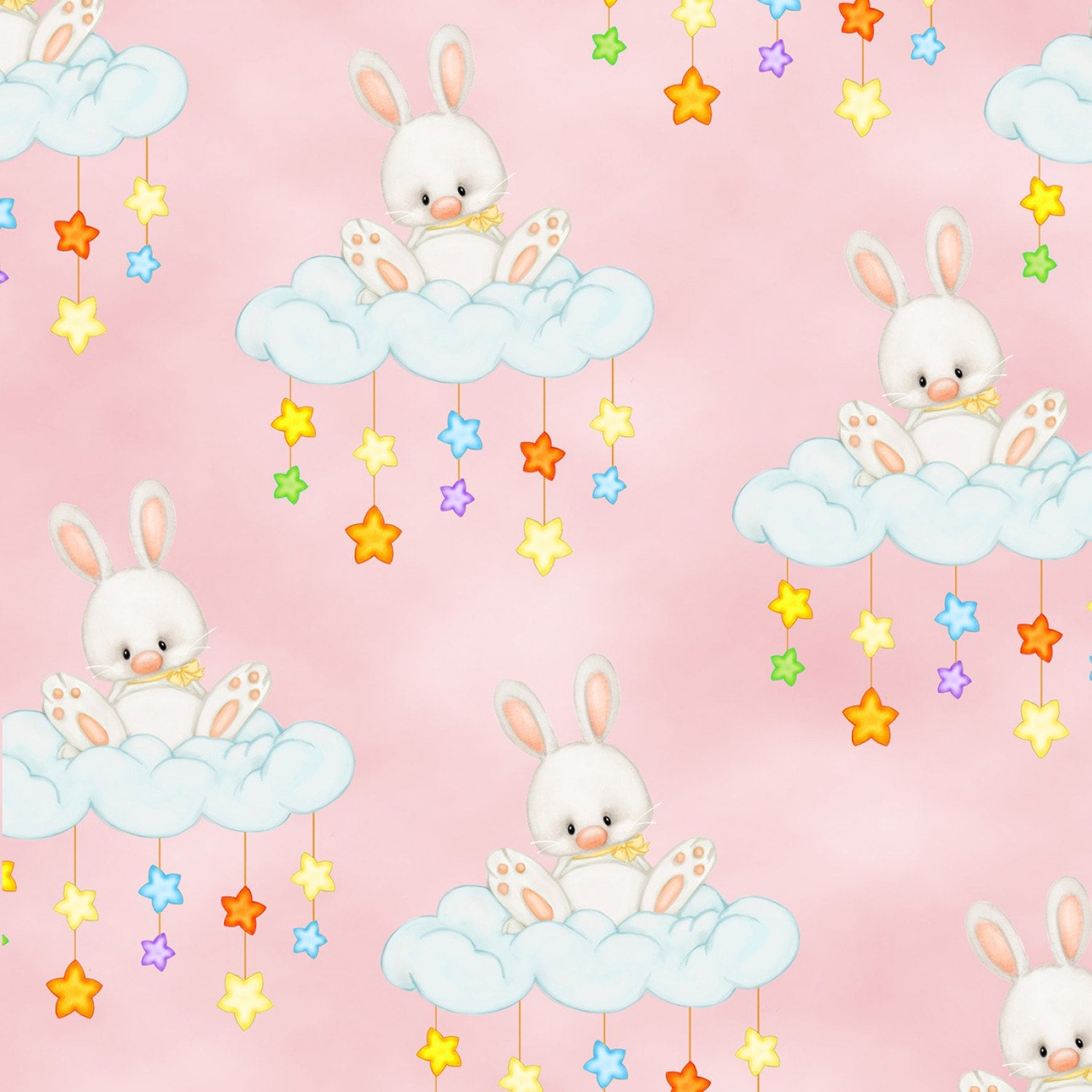 Pink Rabbit Comfy Bunny Rabbit on Pink Comfy FLANNEL Fabric Priced by the HALF Yard, From ...