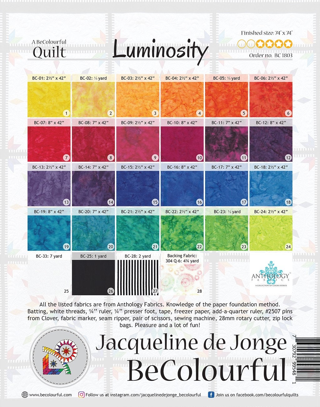 Luminosity Quilt Pattern Foundation Paper Piecing From Becolourful NEW ...