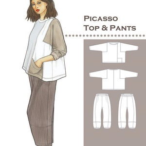 The Picasso Top And Pants Sewing Pattern, Sizes XS-2XL, From The Sewing Workshop, Please See Description and Pictures For More Information!