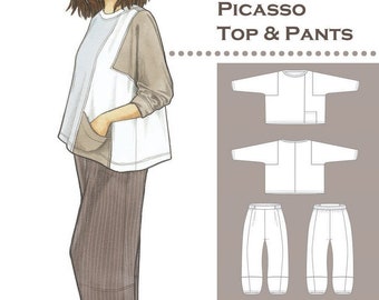 The Picasso Top And Pants Sewing Pattern, Sizes XS-2XL, From The Sewing Workshop, Please See Description and Pictures For More Information!