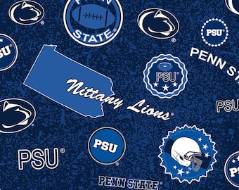 The Penn State University Nittany Lions Home State All Over Cotton Fabric Priced By The HALF Yard, From Sykel Enterprises NEW