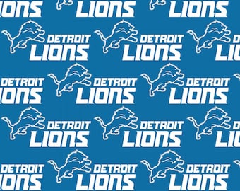 NFL Football Detroit Lions On Blue Woven Cotton Fabric Priced By The HALF Yard, From Fabric Traditions NEW, Please See Description For More!