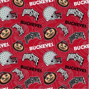 NCAA Ohio State University Buckeyes Tone On Tone Red Cotton Fabric Priced By The HALF Yard, From Sykel Enterprises NEW, See The Description!