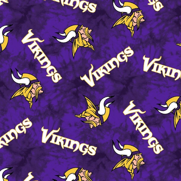 NFL Minnesota Vikings Football On Purple Cotton FLANNEL Fabric Priced By The HALF Yard, From Fabric Traditions New