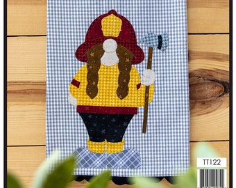 Firefighter Gnome Tea Towel Applique Kit From The Whole Country Caboodle NEW, Please See Description and Pictures For More Information!