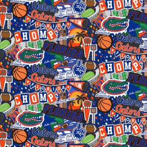 NCAA University of Florida Gators Doodle Woven Cotton Fabric, Priced By The HALF Yard, From Sykel Enterprises NEW, Please See Description!