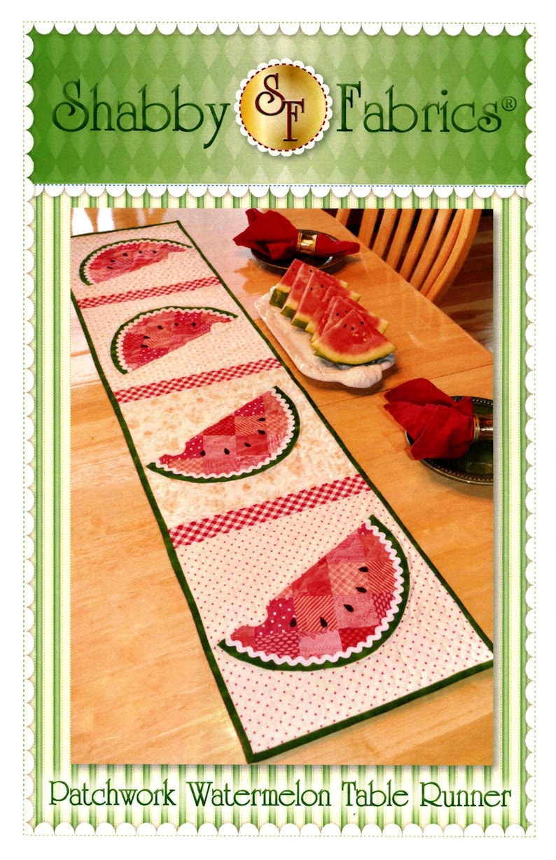 Patchwork Watermelon Table Runner Quilting and Sewing Pattern From Shabby Fabrics NEW, See Description and Pictures For More Information! bild 1