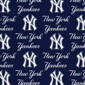 MLB New York Yankees Baseball Woven Cotton Fabric Priced By The HALF Yard, From Fabric Traditions NEW, Please See Description and Pictures!