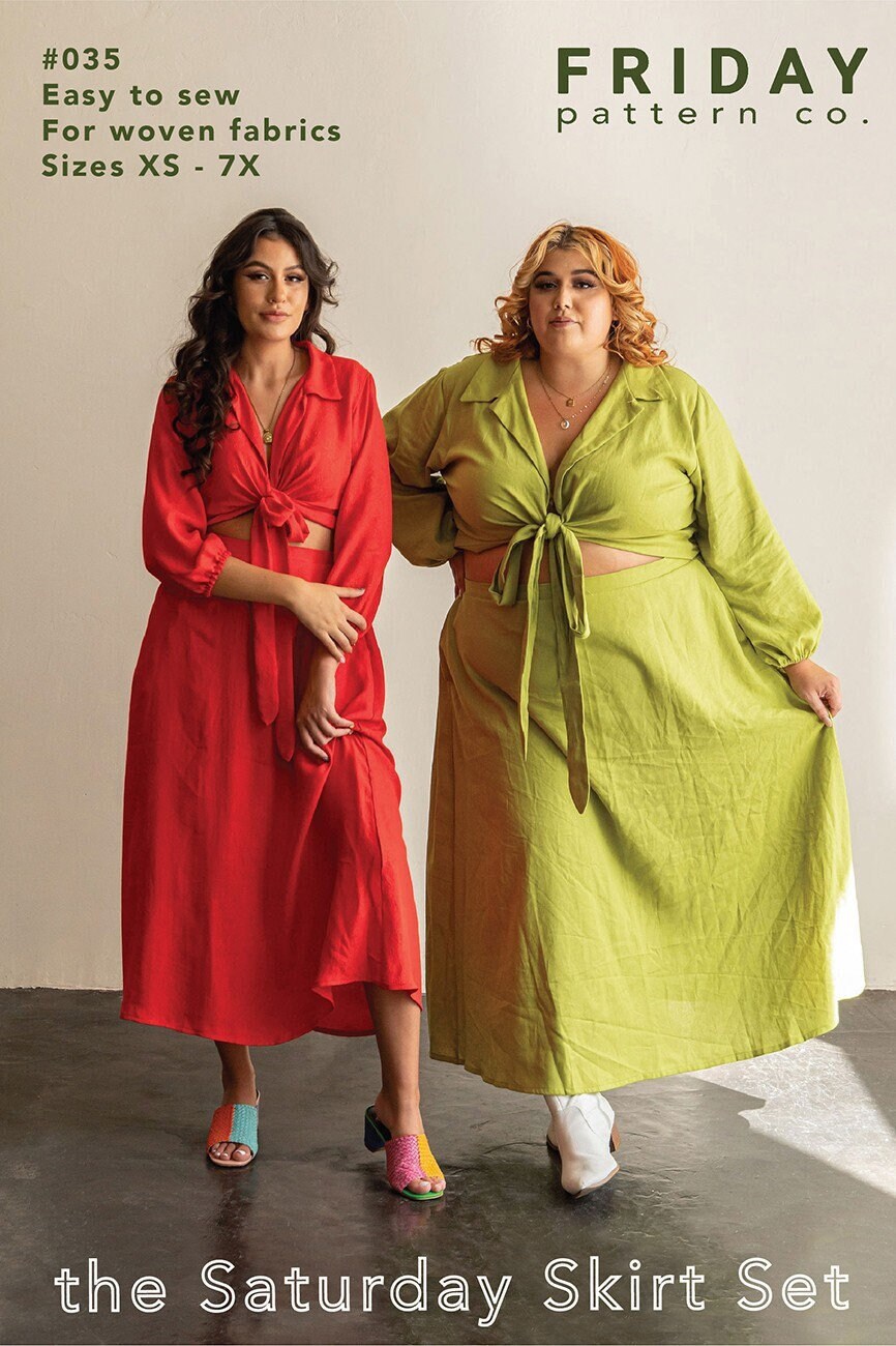 The Saturday Skirt Set Sewing Pattern, Size XS-7X, From Friday Pattern Company BRAND NEW, Please See Description and Pictures For More Info!