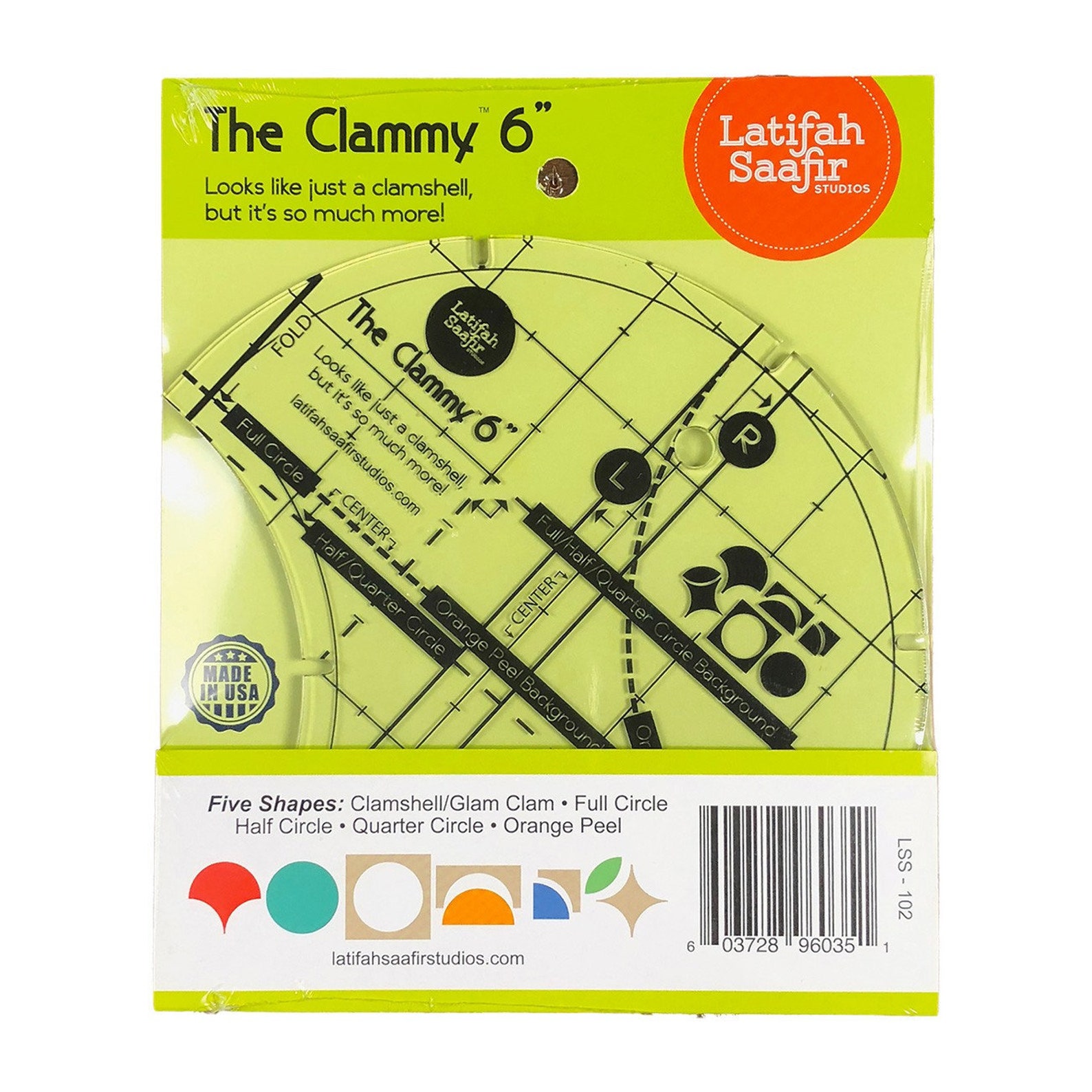 The Clammy Clamshell Acrylic Template Quilting Ruler 6