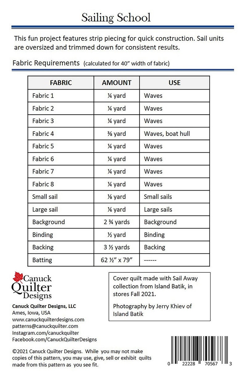 Sailing School Quilt Quilting Pattern From Canuck Quilter | Etsy