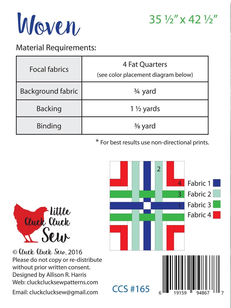 Woven Quilt Quilting Pattern From Cluck Cluck Sew Patterns BRAND NEW ...
