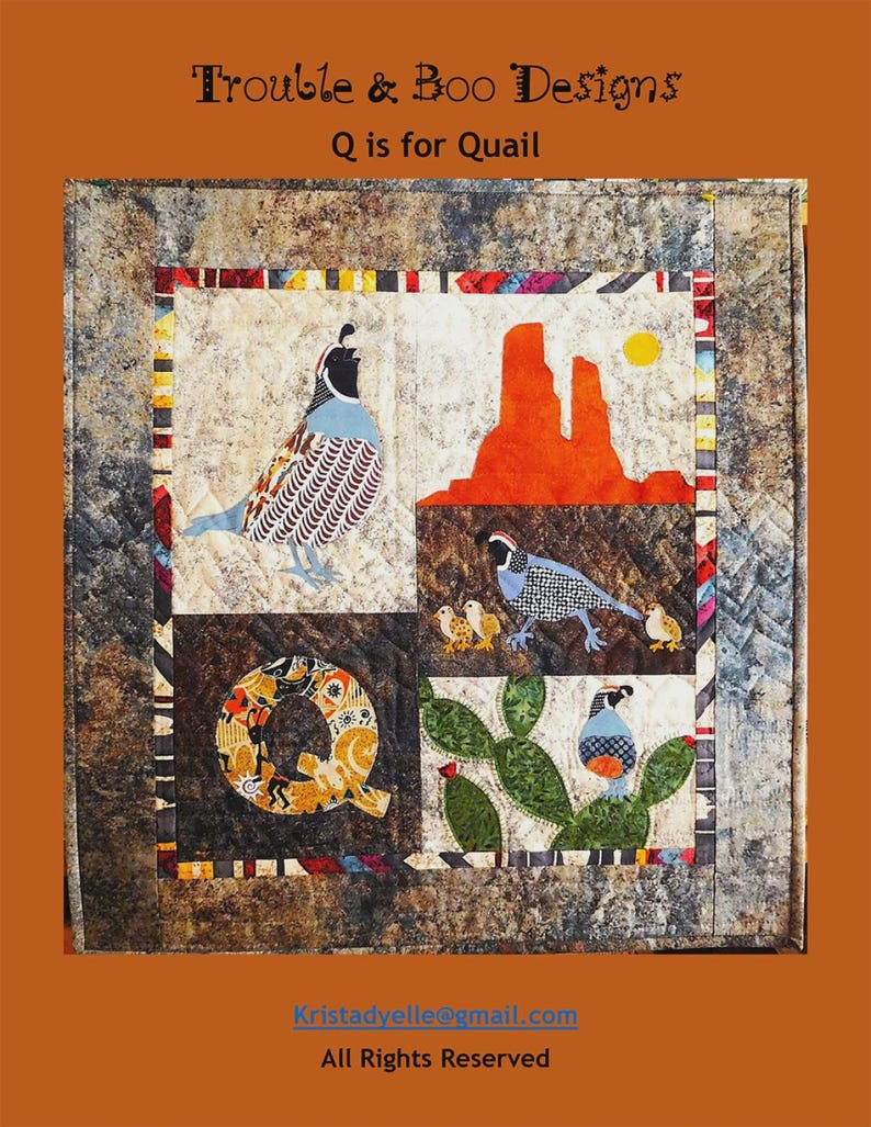 Quail Patchwork Q is for Quail Quilt Quilting Pattern From Trouble and Boo Designs ...