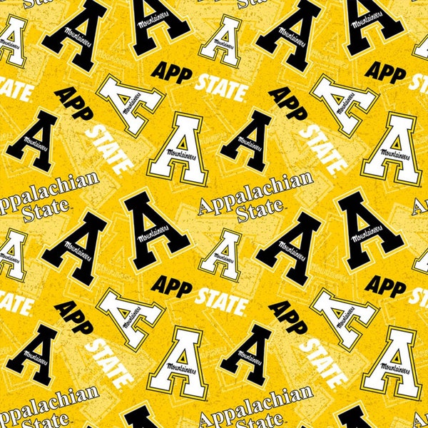 The Appalachian State University Mountaineers Tone On Tone Gold Cotton Fabric Priced By The HALF Yard, From Sykel Enterprises NEW