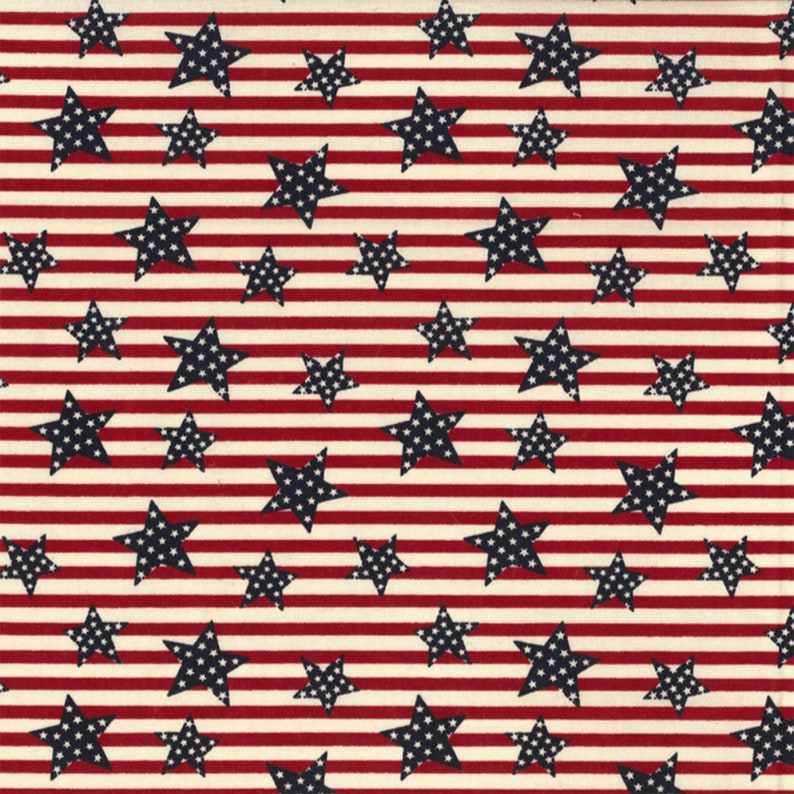 Heart Of America Collection From Fabric Traditions NEW Tossed Stars /& Stripes Allover Cotton Woven Fabric Sold By The Half Yard