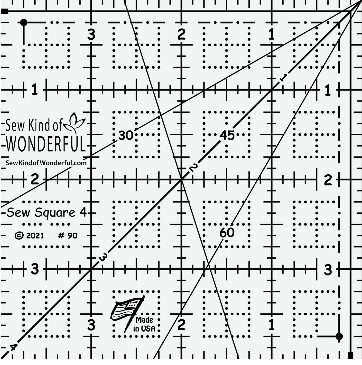 Sew Square 4 Ruler, 4 Inch Square Ruler From Sew Kind of Wonderful ...