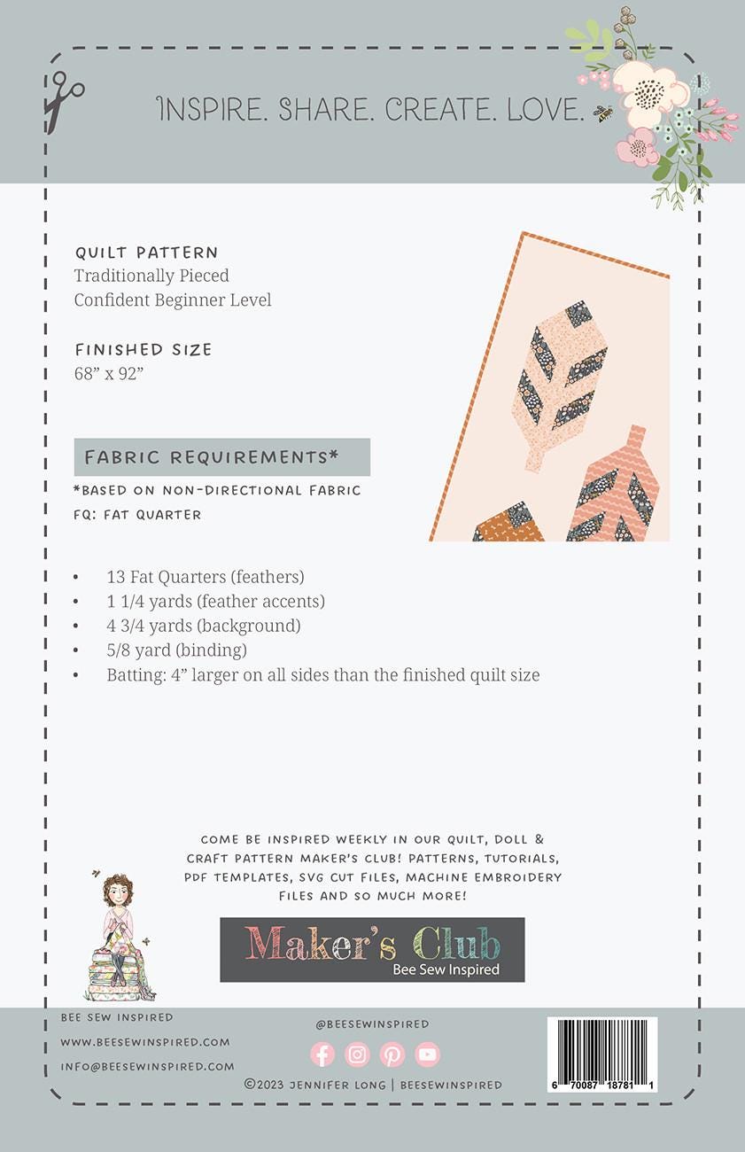 Feather Fly Quilt Quilting Pattern, From Bee Sew Inspired and Sew A ...