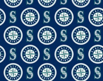 MLB Seattle Mariners All Over Baseball Cotton Fabric Priced By The HALF Yard, From Fabric Traditions NEW