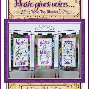 Music Gives Voice Table Top Display Machine Embroidery Pattern, From Janine Babich Designs NEW, Please See Description For More Details!