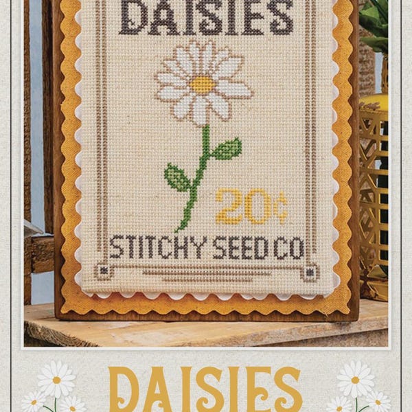 Daisies Seed Packet Cross Stitch Pattern, From It's Sew Emma NEW BRAND, Please See Details and Pictures Below For More Information!