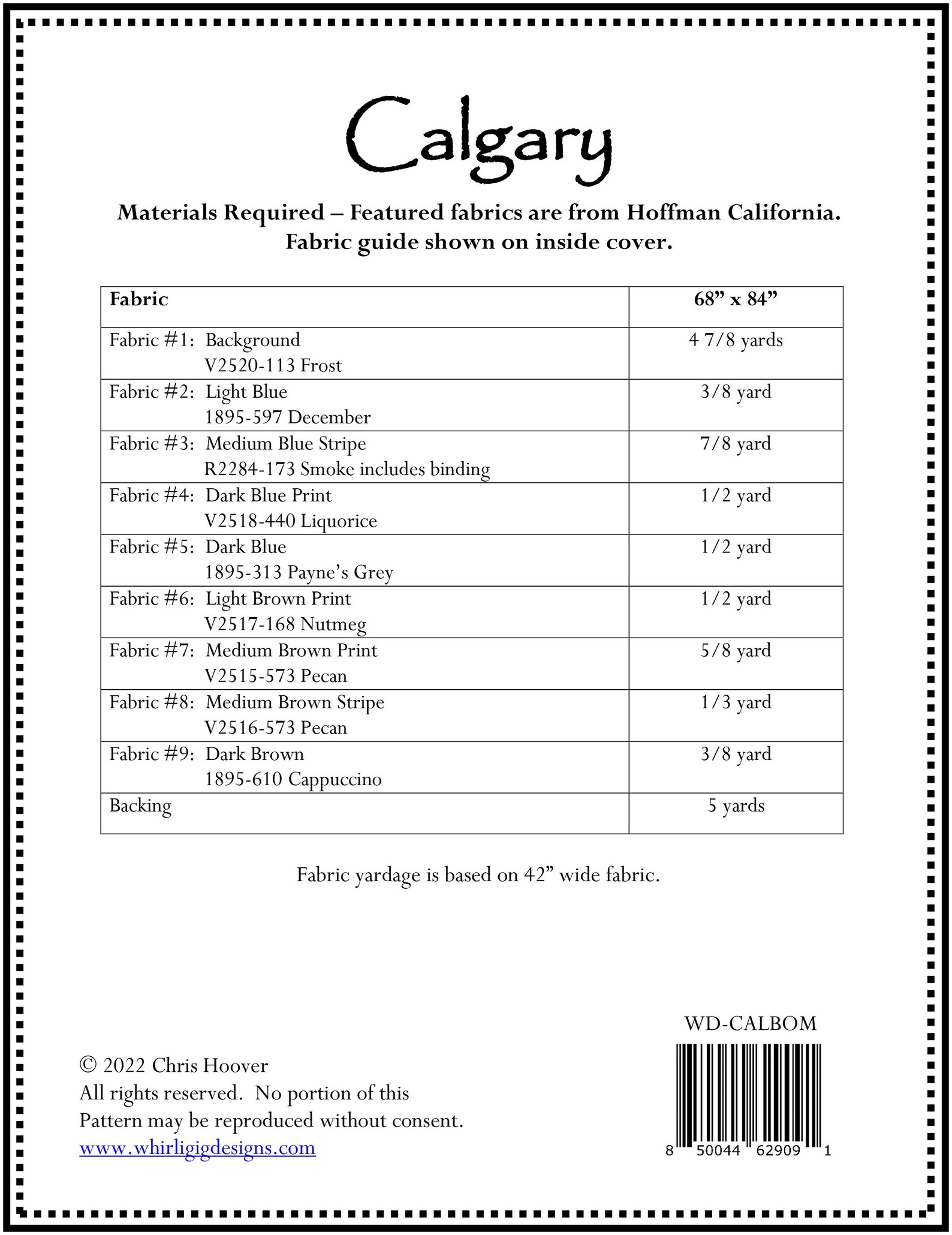 Calgary BOM Quilt Quilting Pattern From Whirligig Designs BRAND NEW ...