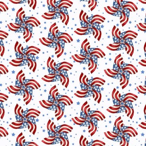Red, White and Blue Patriotic Pinwheels On Woven Cotton Fabric, Priced By The HALF Yard, From Henry Glass & Co. NEW, Please See Description!