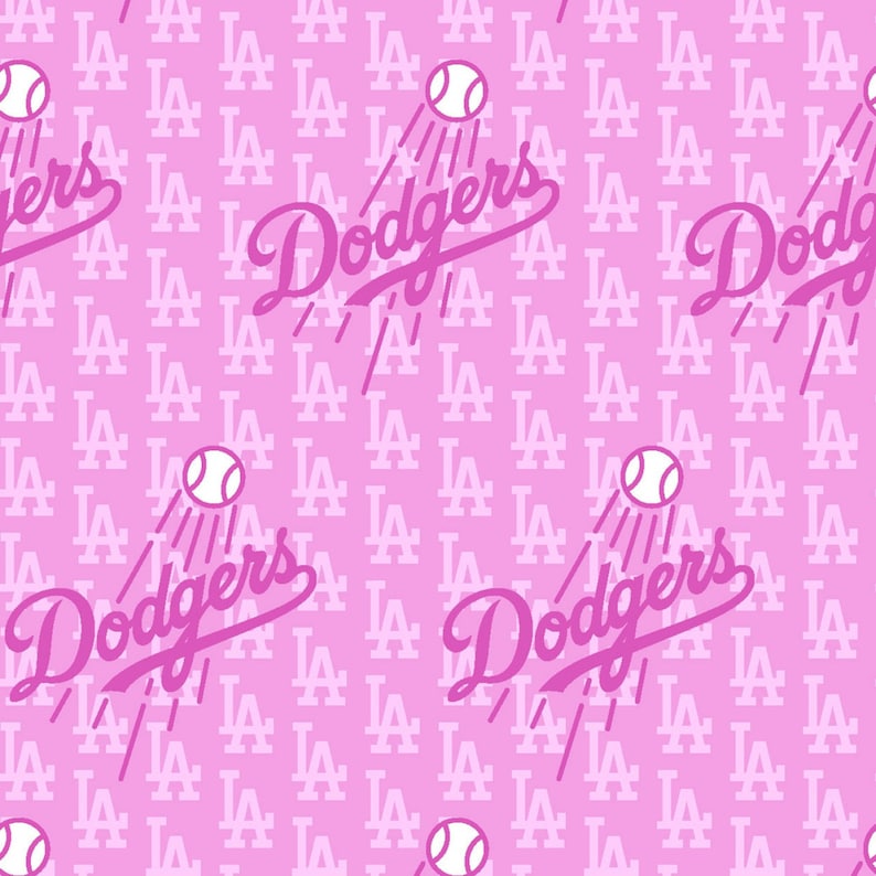 MLB Baseball Pink Los Angeles Dodgers Logos Woven Cotton Etsy