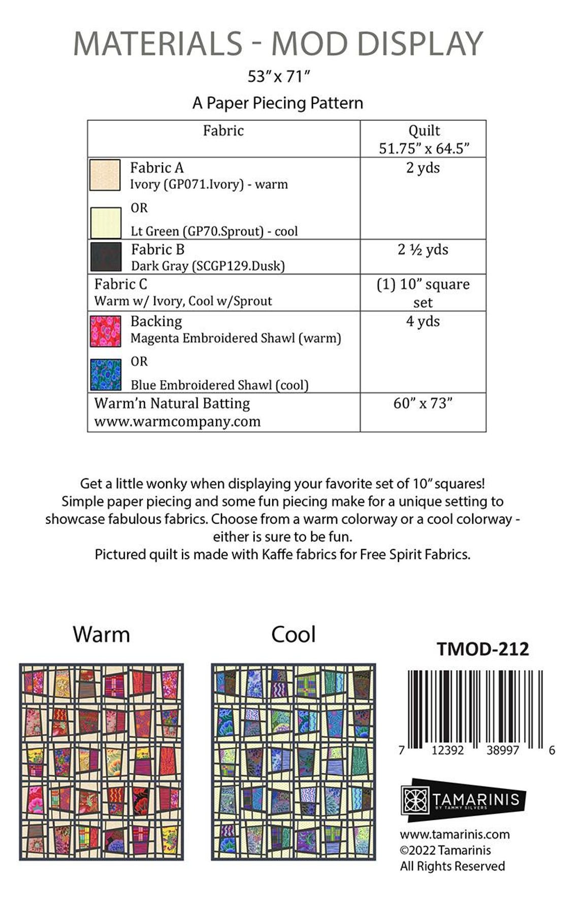 Mod Display Quilt Quilting Pattern, From Tamarinis Patterns BRAND NEW ...