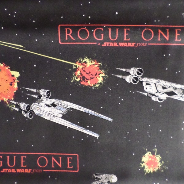 Star Wars Rogue One Ships All Over On Black Woven Cotton Fabric Priced By The HALF Yard, From Camelot Fabrics BRAND NEW