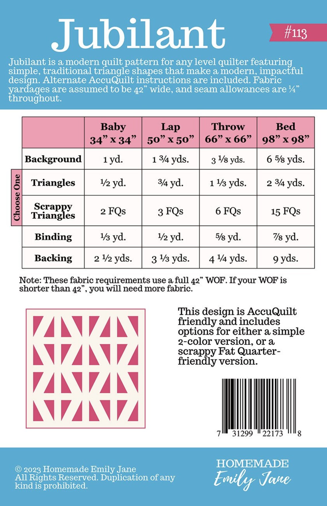 Jubilant Quilt Quilting Pattern From Homemade by Emily Jane BRAND NEW ...