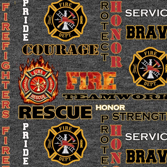 Rescue 911 Fire Fighters Seal Logos On Gray All Over 100% | Etsy