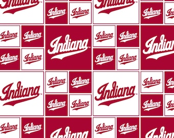 The Indiana University Hoosiers Patchwork Cotton Fabric Priced By The HALF Yard, From Sykel Enterprises NEW, Please See Description!