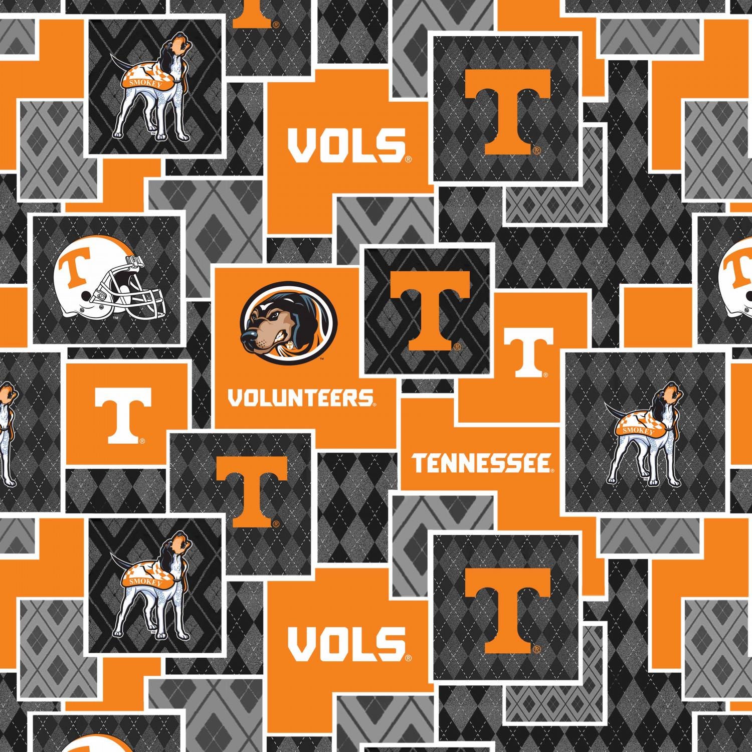 NCAA University of Tennessee Volunteers Argyle Boxes Cotton