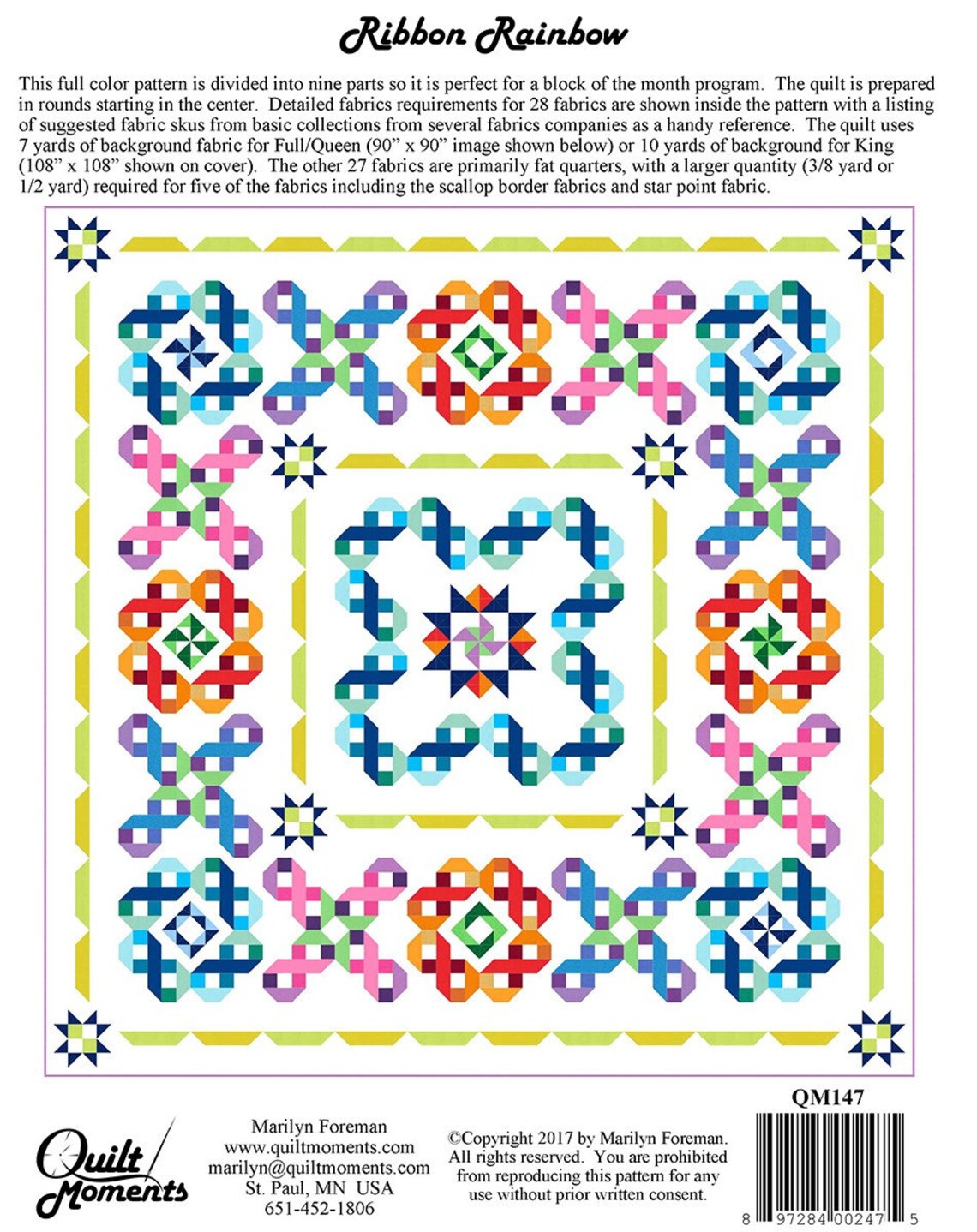 Ribbon Rainbow Quilt Quilting Pattern From Quilt Moments - Etsy