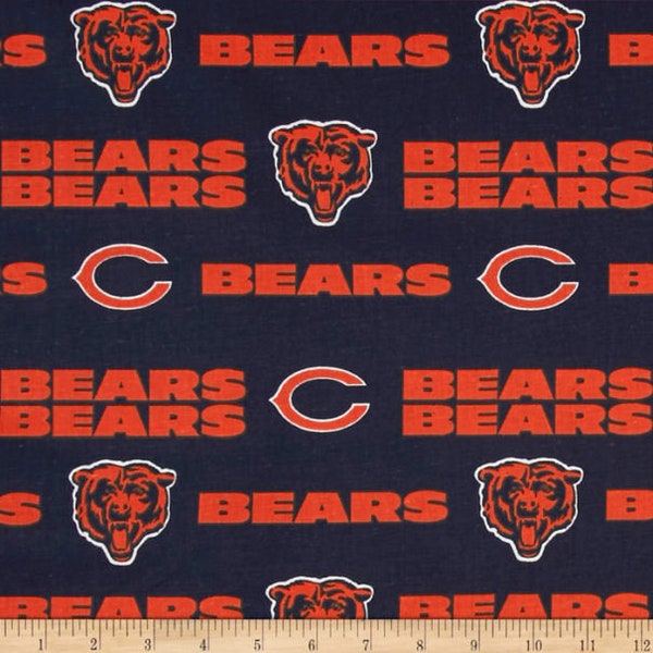 Sold Any Length, NFL Chicago Bears Football Team Cotton Fabric Priced By The HALF Yard, From Fabric Traditions NEW, See Description!